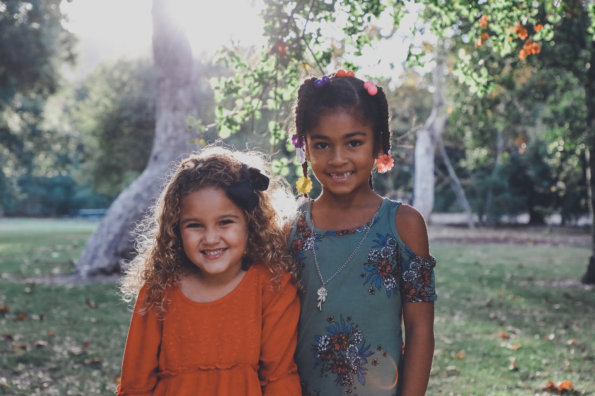 two girls smiling